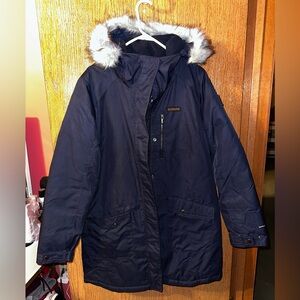 Columbia Navy Coat with Faux Fur Trim Hood (Women’s)